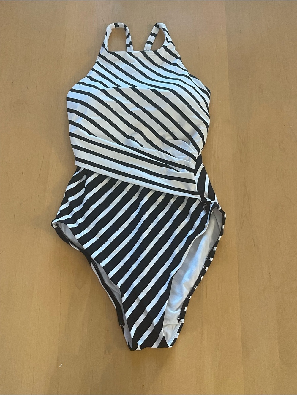 NWOT - RALPH LAUREN -- Black and White Striped Swimsuit